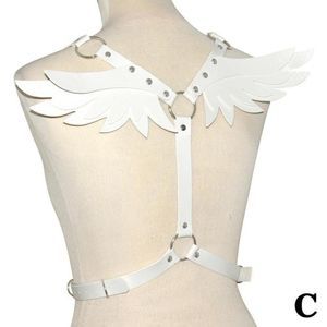White Adjustable Gothic Harness Belt